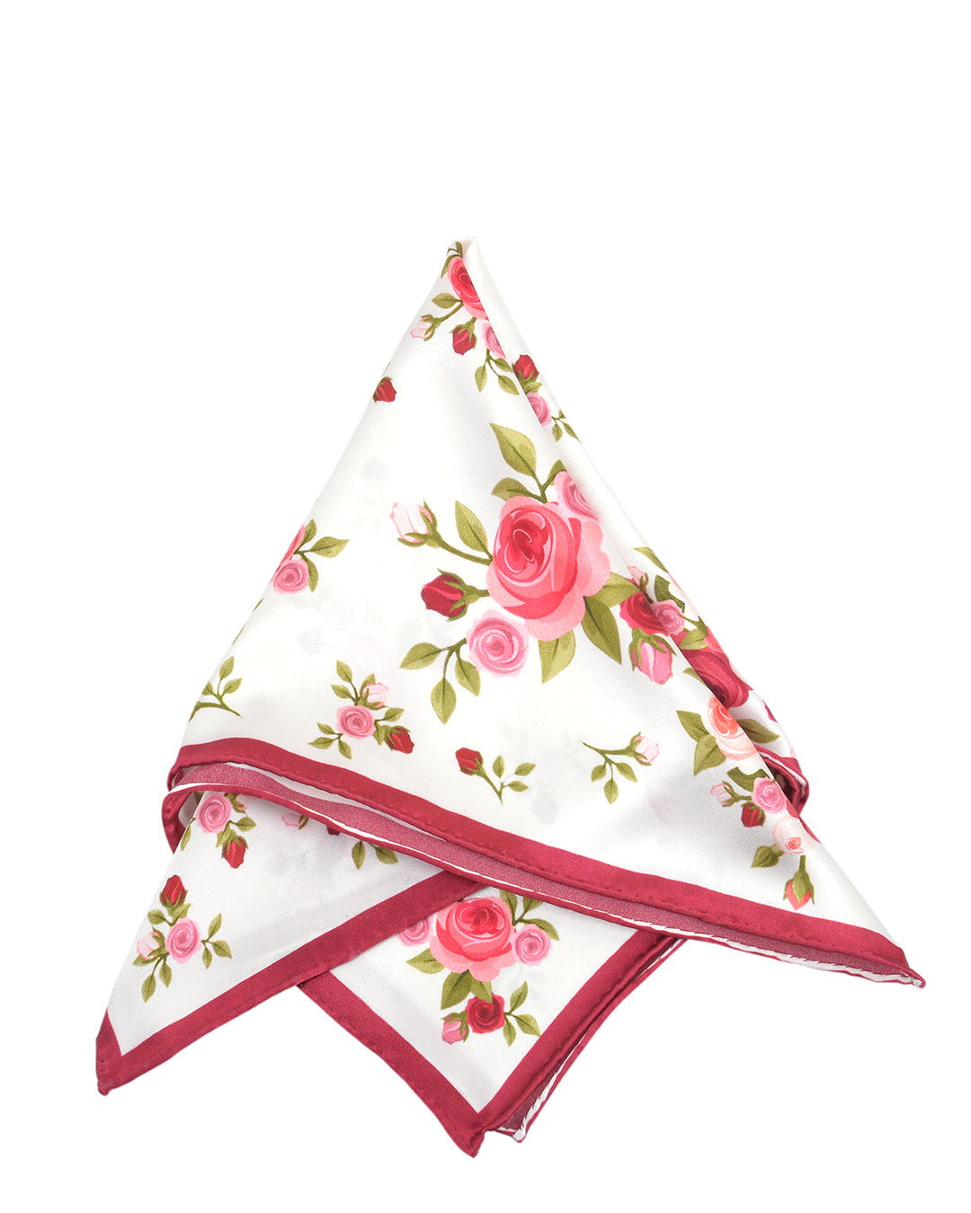 Pocket Square- Rose On Plain White