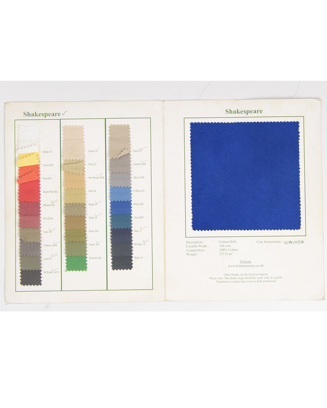 Brisbane Moss Royal Blue Twill