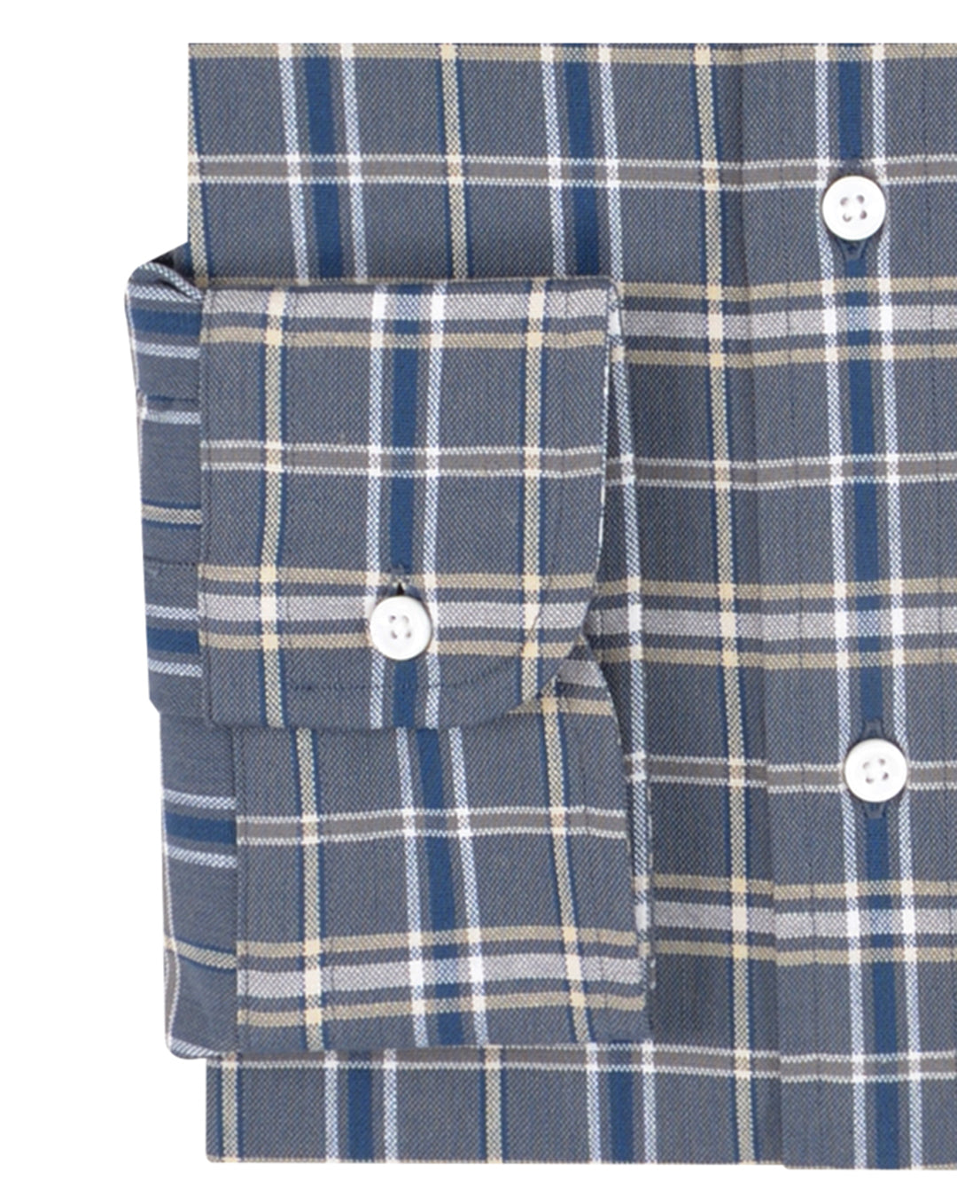 Grey Navy Cream Tartan Checks Oxford