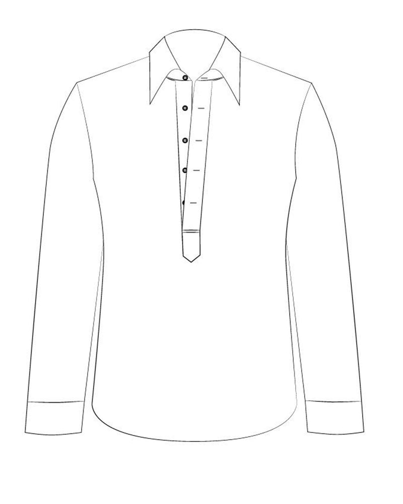 Pullover Shirt in White Red Pin Stripes Linen