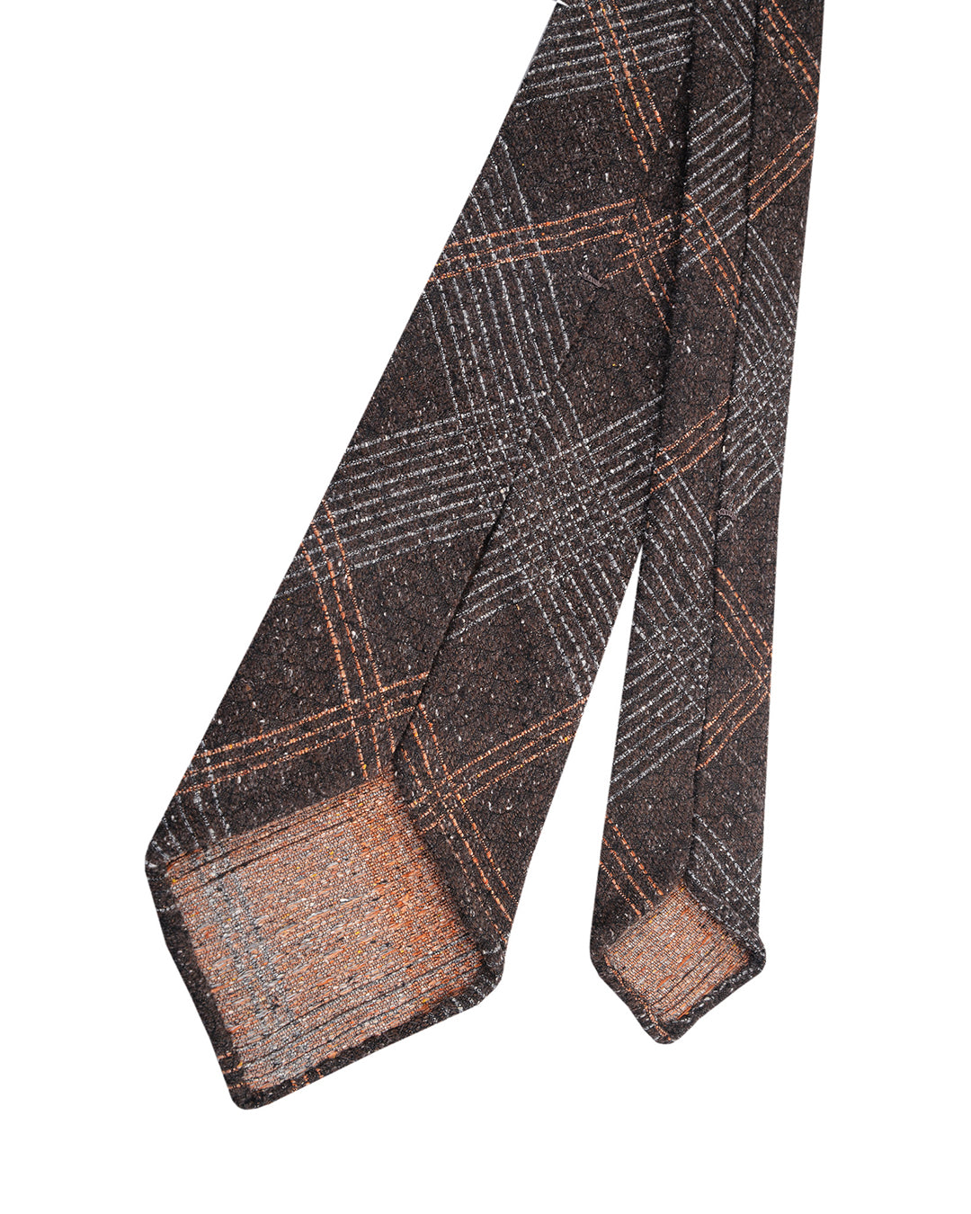 White And Orange Checks On Dry Wood