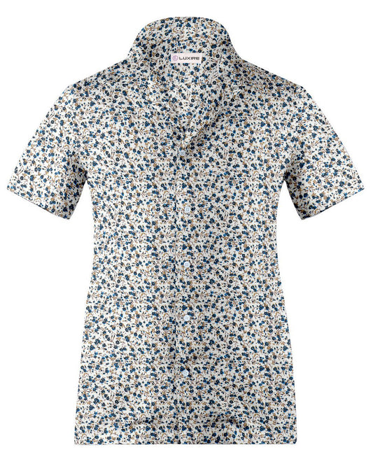 Camp collar PRESET STYLE in Blue Fine Floral Prints on White
