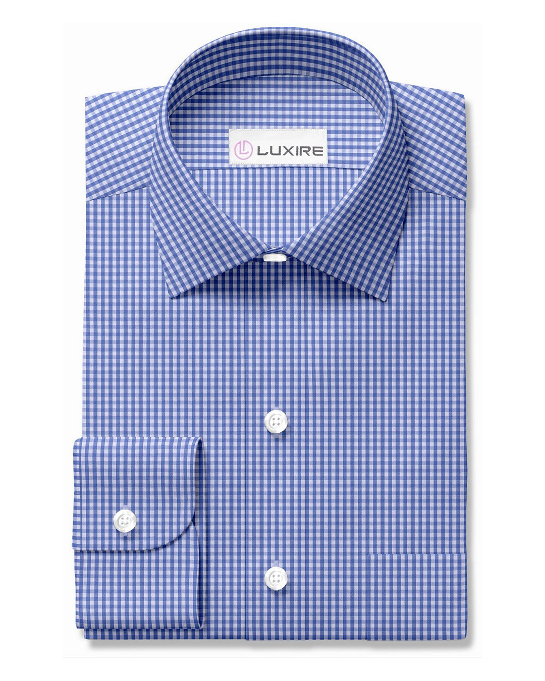 Light True Navy Mini Gingham On White