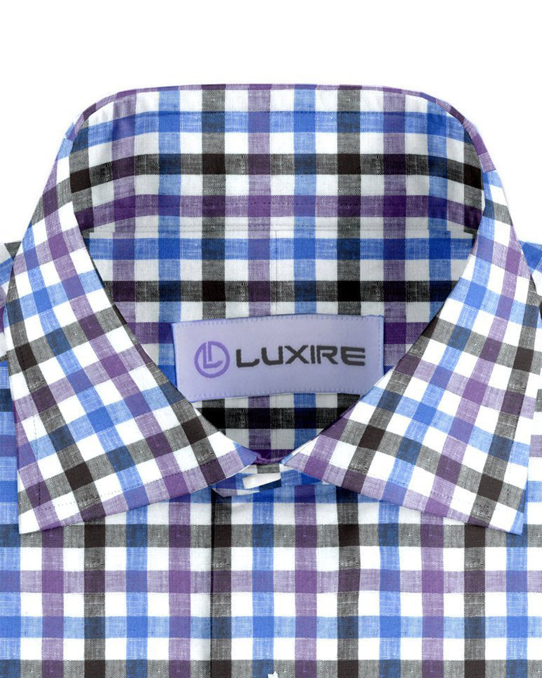 Purple Blue Black Gingham Linen