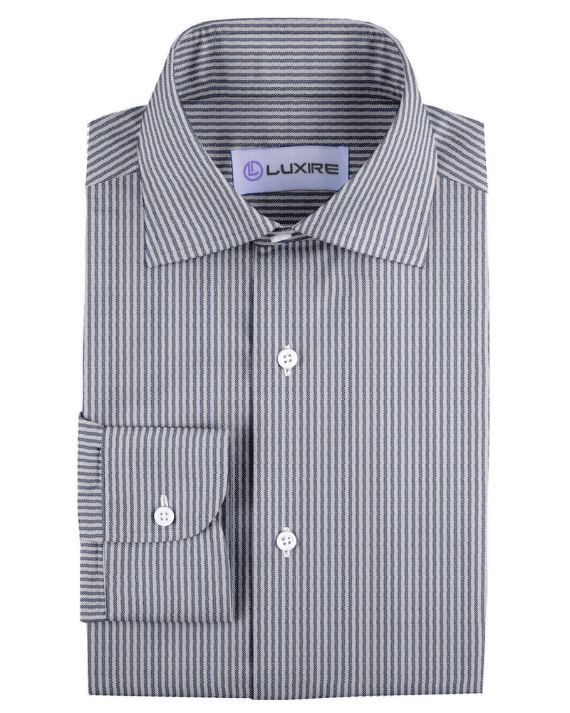 Pullover Shirt Blue White Stripes Linen