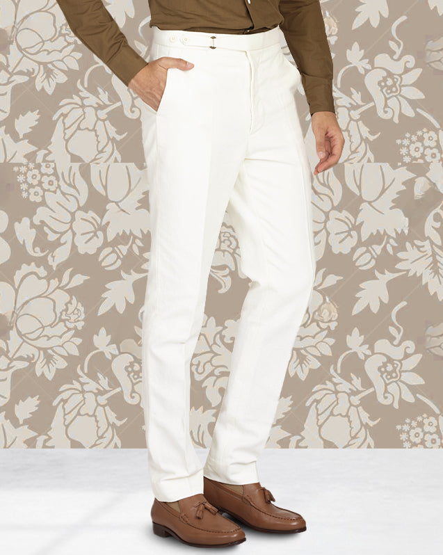 Custom Men's Linen Pants in Cream Linen Cotton Canvas — Luxire Custom Clothing Custom Men's Linen Pants in Cream Linen Cotton Canvas — Luxire Custom Clothing