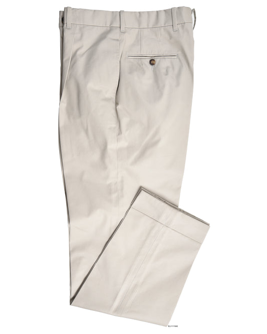 Pleated Light Khaki Cotton Dress Pant