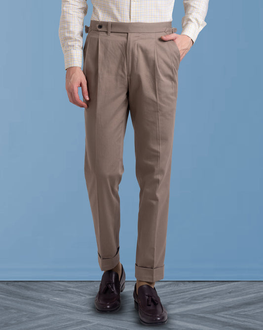 Pleated Sondrio Drab Twill Pant