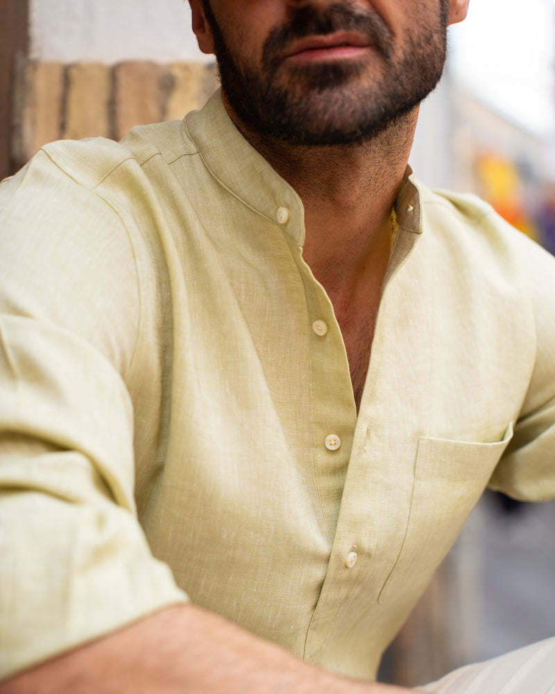 Light Olive Green Slub Linen Summer Shirt Luxire Custom Clothing Light Olive Green Slub Linen Summer Shirt Luxire Custom Clothing