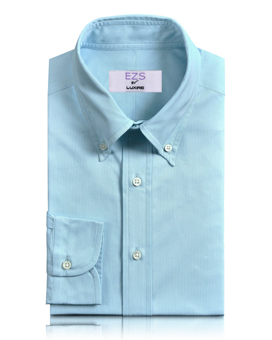 EZS Aqua Blue Pencil Stripes Shirt