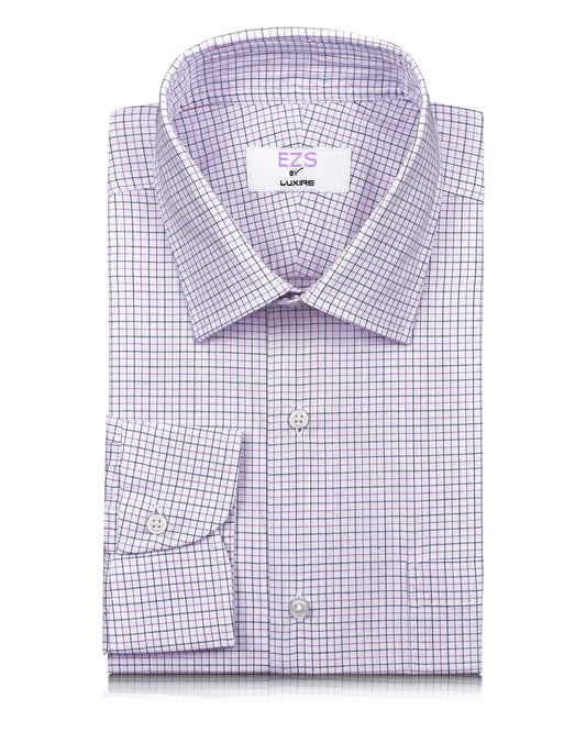 EZS Purple Black Tattersall Checks Shirt