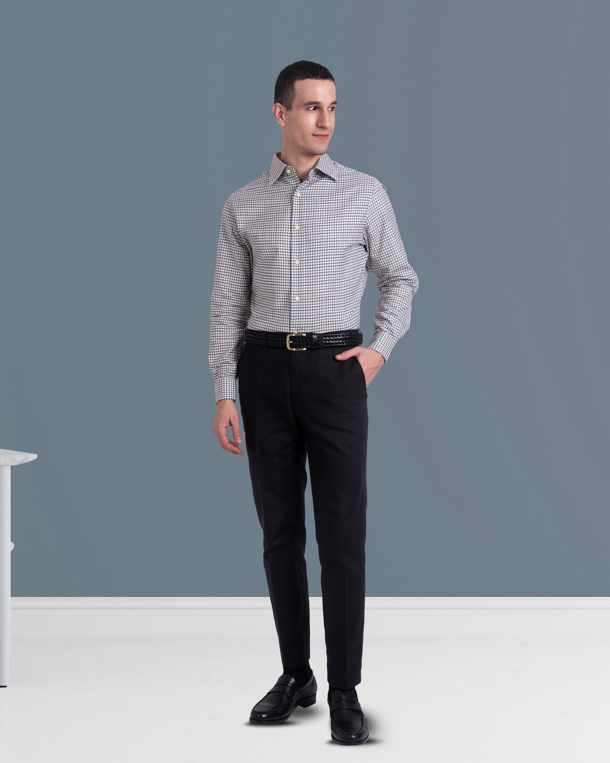 Brown Blue Tattersall Checks Twill Flannel - 3