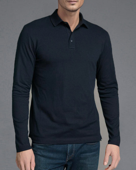 EZS Aria Navy Long Sleeve Polo