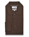 EZS Merino Wool Brown Long Sleeve Polo
