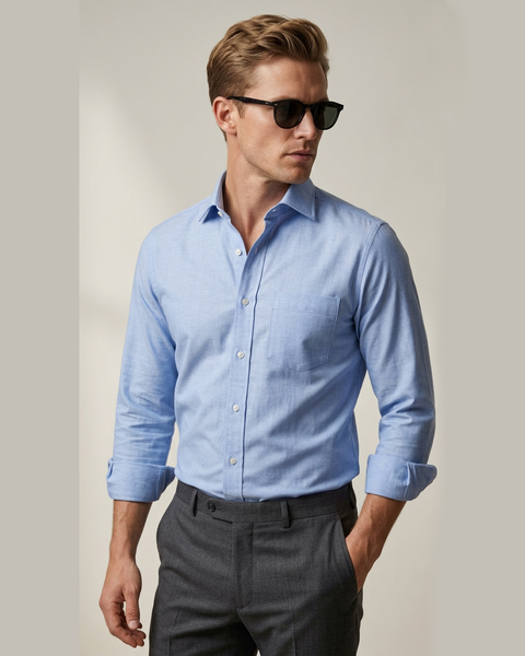 Getzner Blue Pinpoint Oxford Shirt