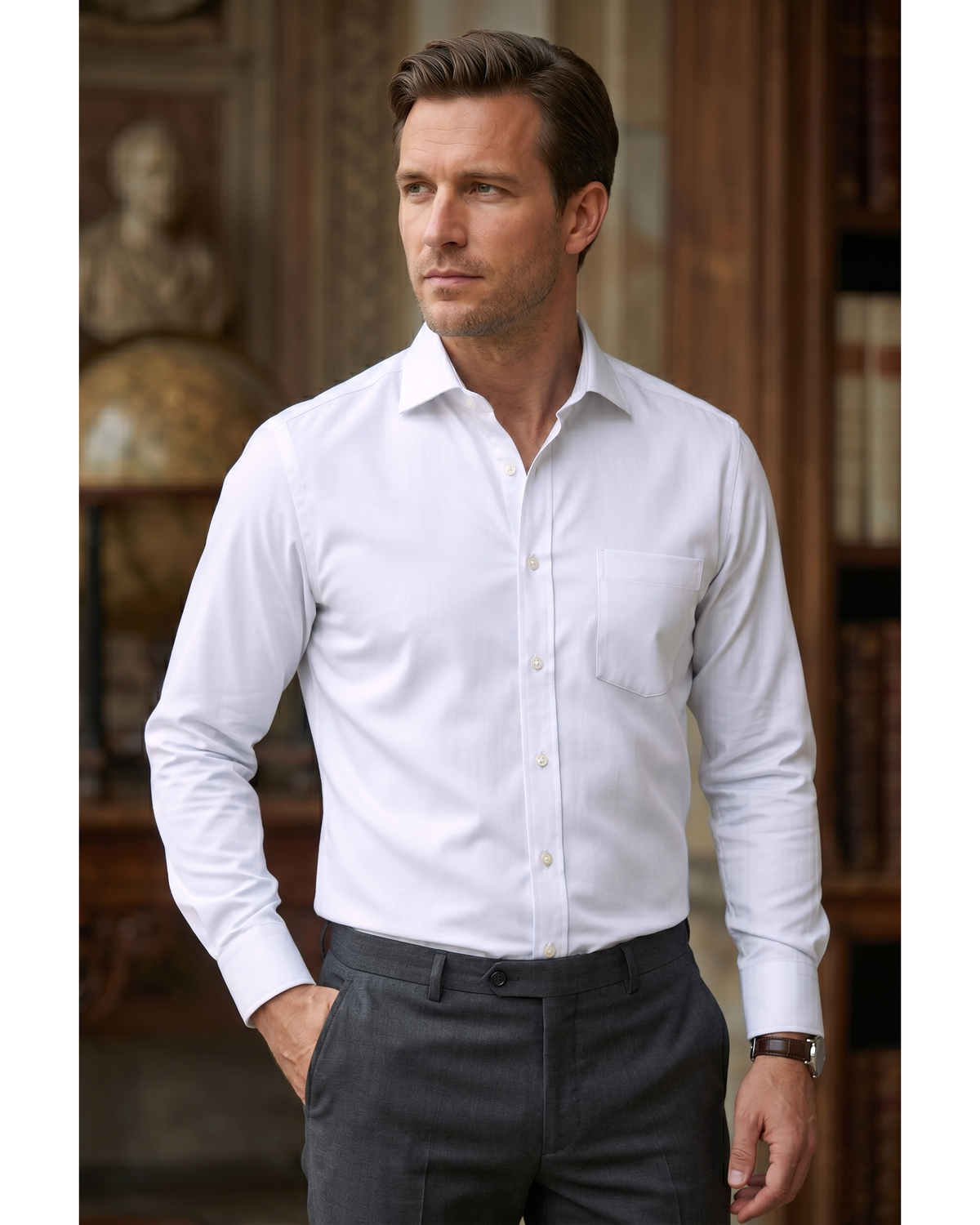 Getzner White Pinpoint Oxford Shirt - 1
