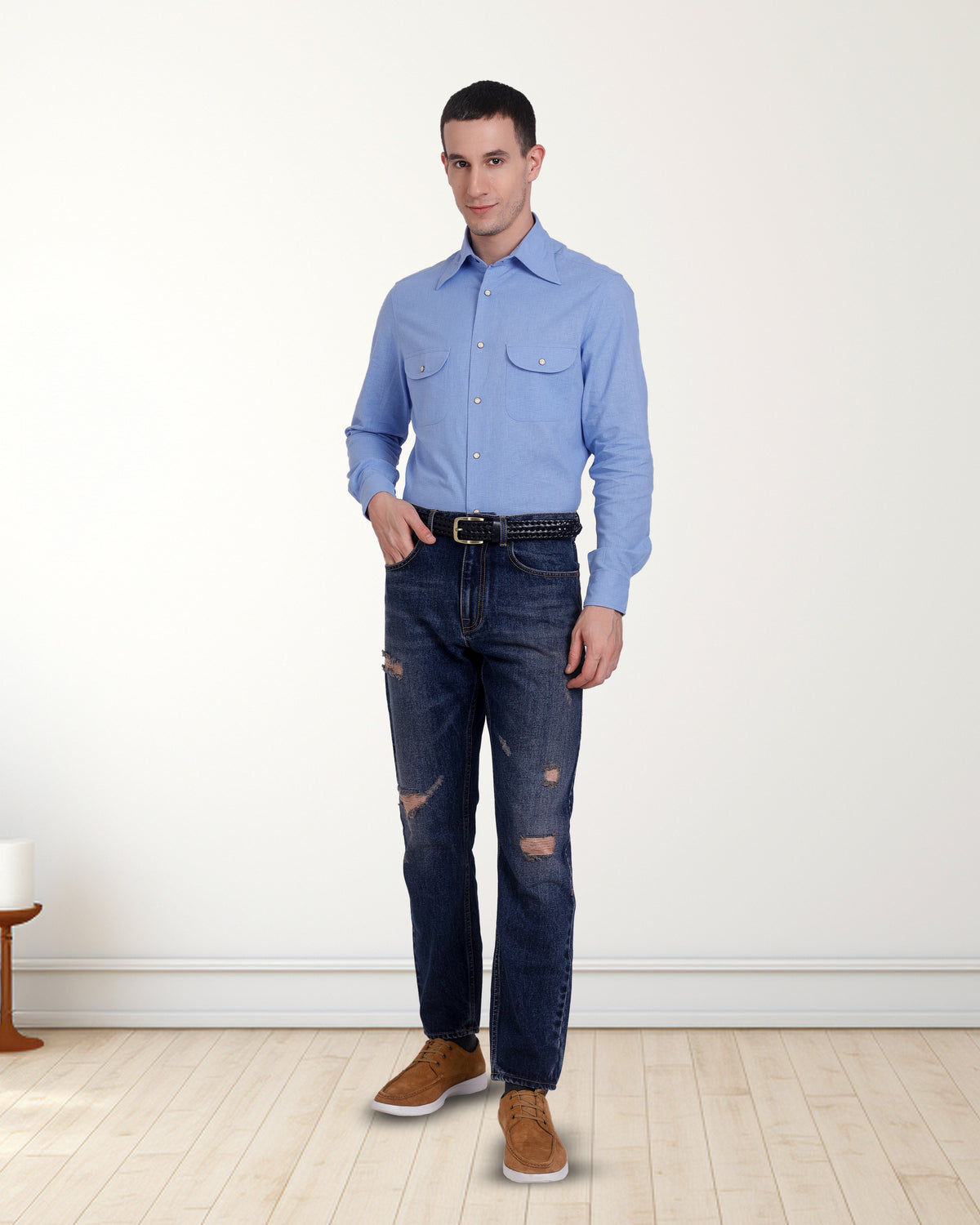 Blue Fresco Madapolam Chambray Western Shirt - 3