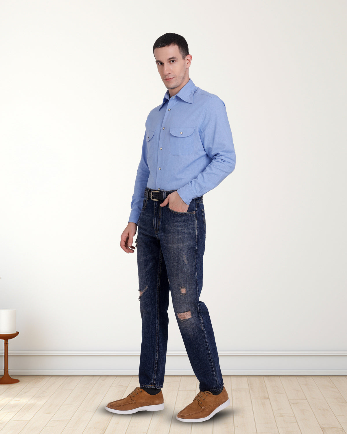 Blue Fresco Madapolam Chambray Western Shirt - 5