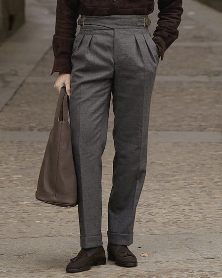 Gurkha Pant in Dugdale Dark Grey Wool Flannel - 4
