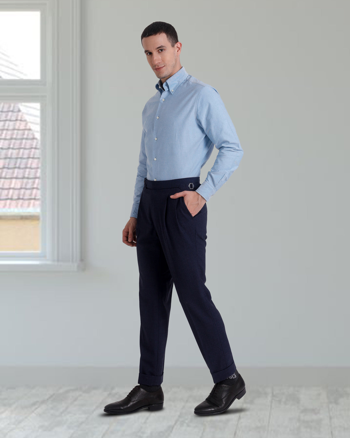 Classic Aqua Blue Oxford Shirt - 4