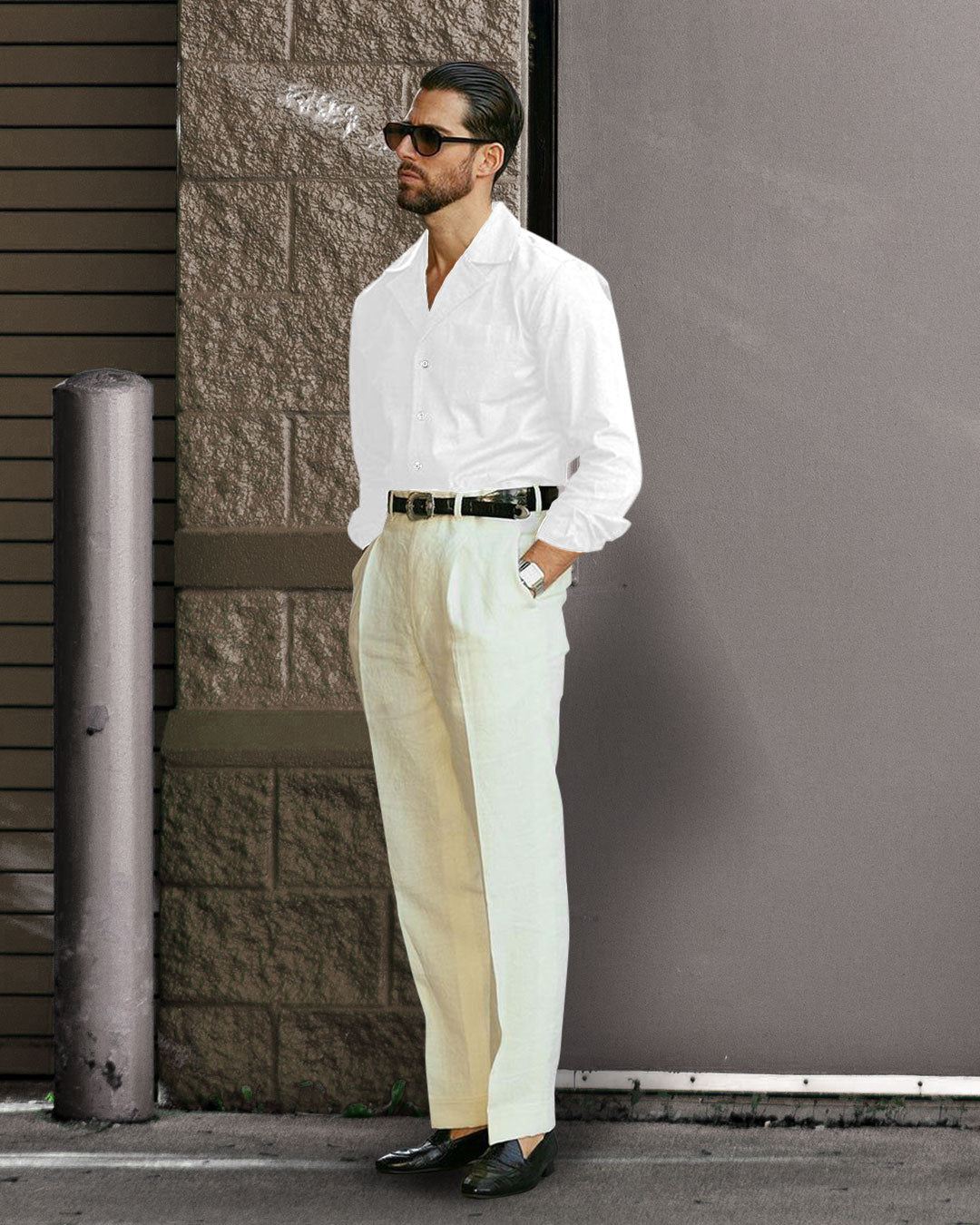 Linen Fresco Cream Dress Pant - 2
