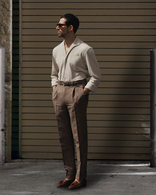 Linen Fresco Brown Dress Pant