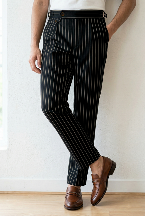 Holland & Sherry Crispaire Black Chalk Stripe
