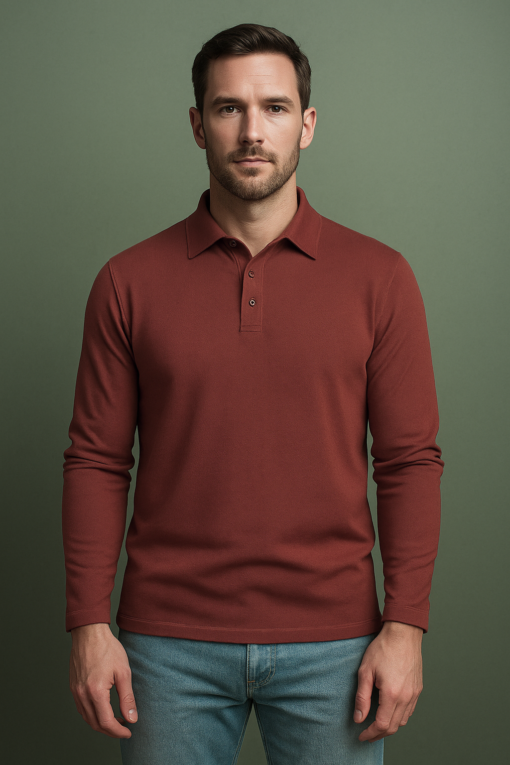 EZS Aria Rust Long Sleeve Polo - 2