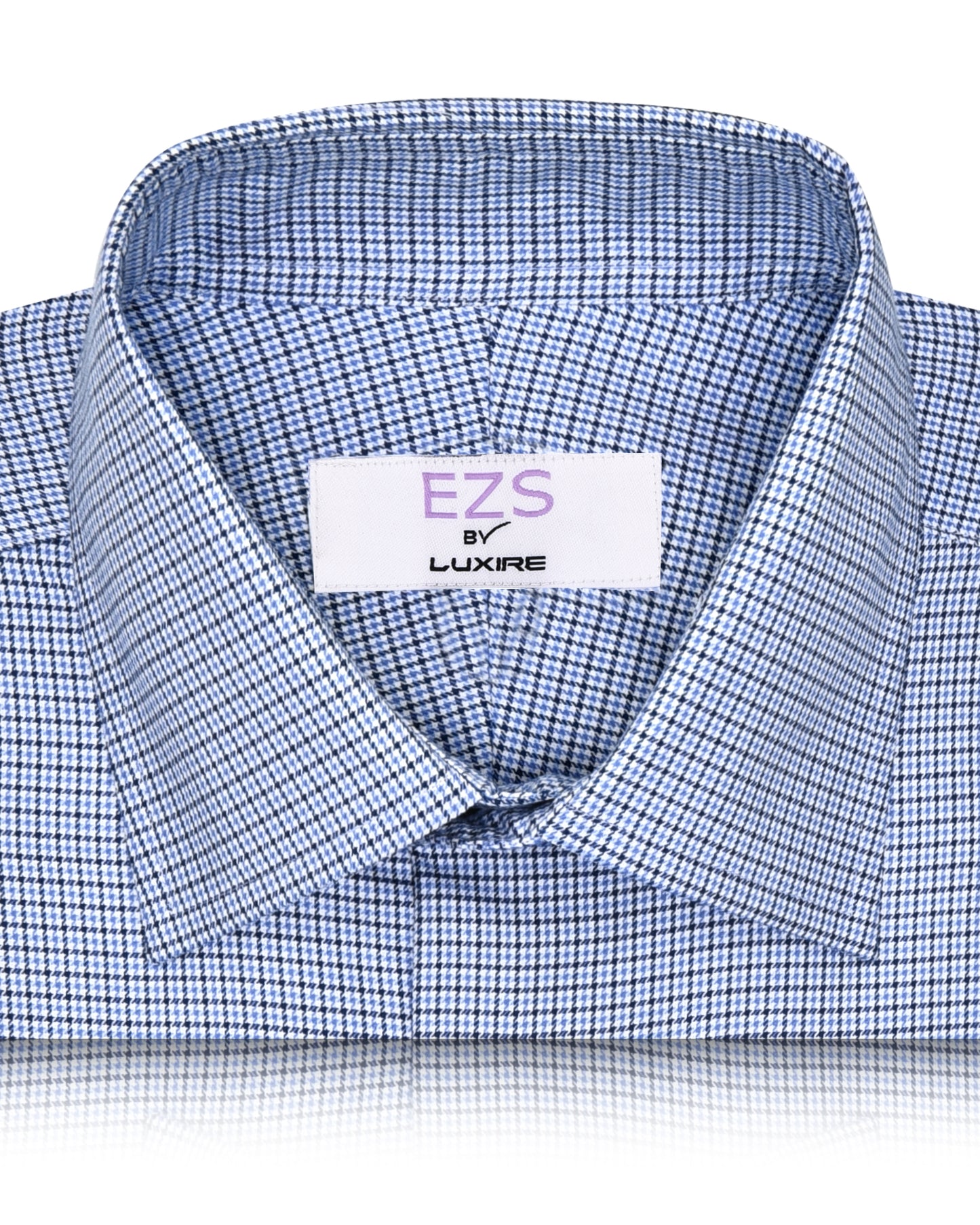 EZS Blue White Micro Houndstooth Shirt