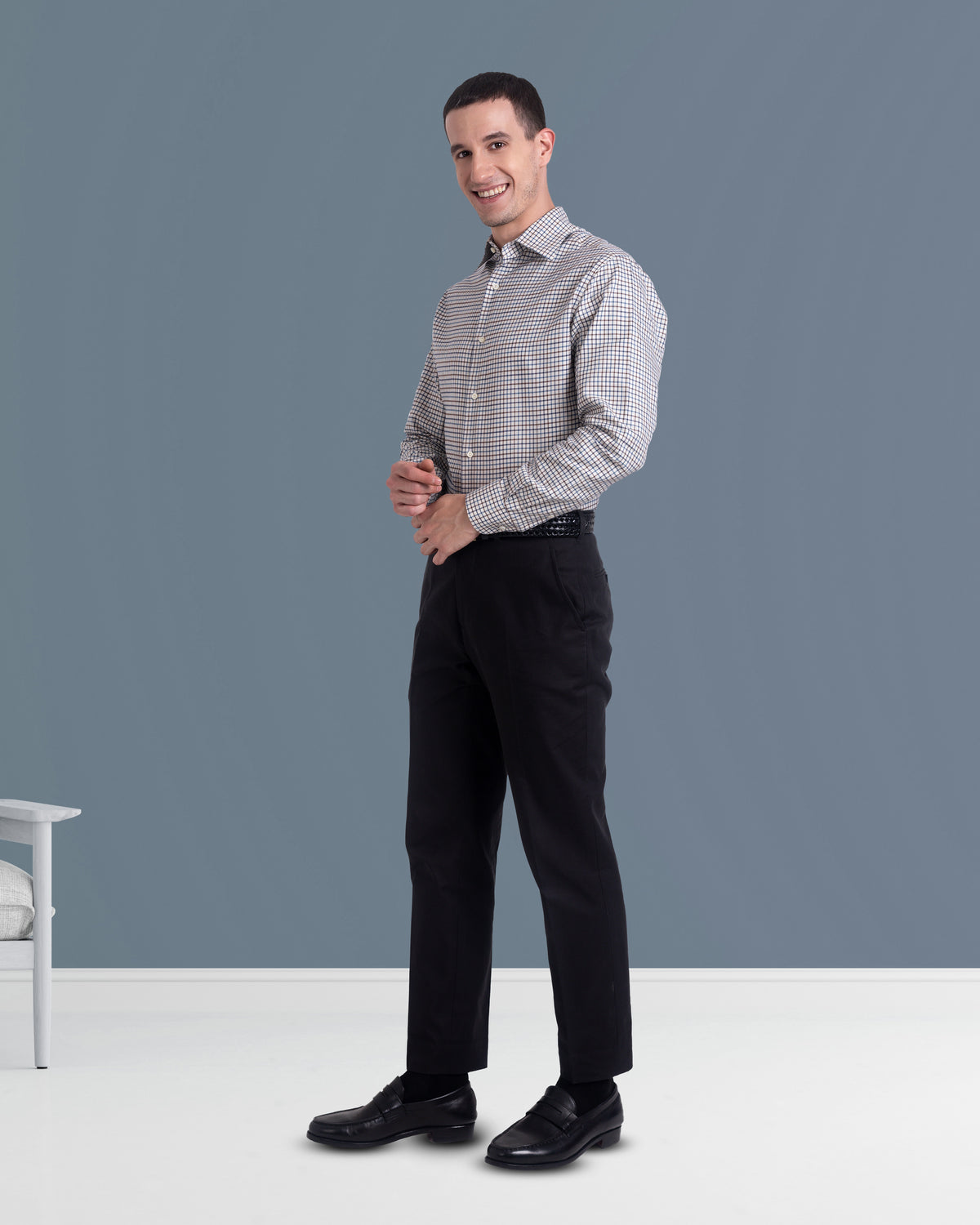 Brown Blue Tattersall Checks Twill Flannel - 5
