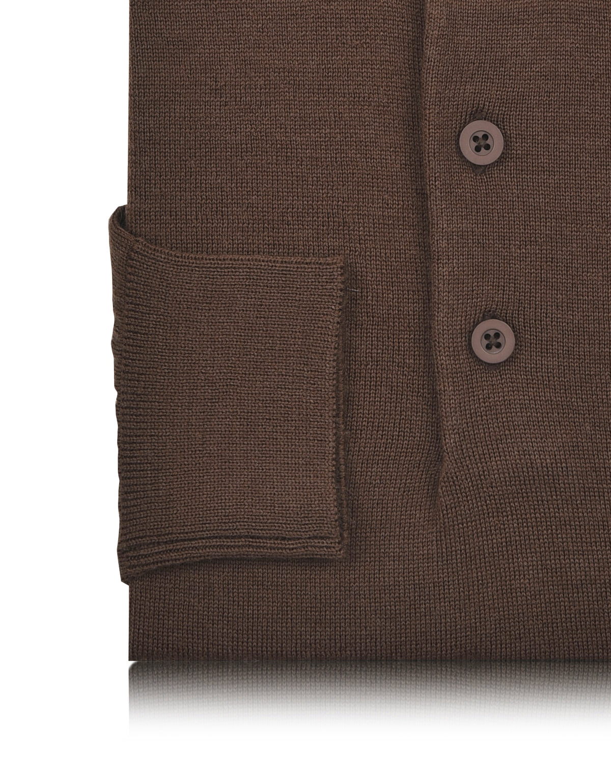 EZS Merino Wool Brown Long Sleeve Polo - 4