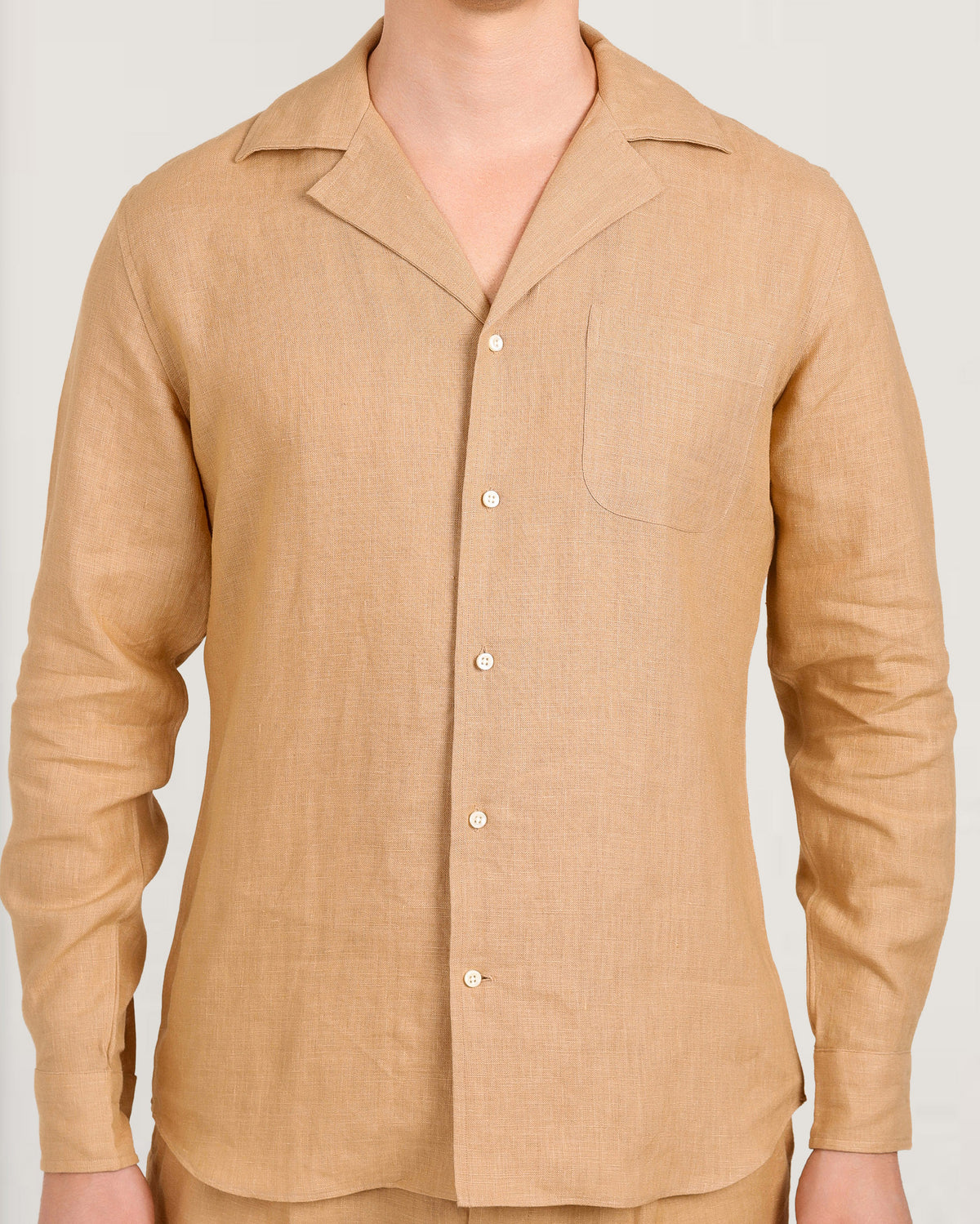 Camp Collar Shirt in Golden Linen - 1
