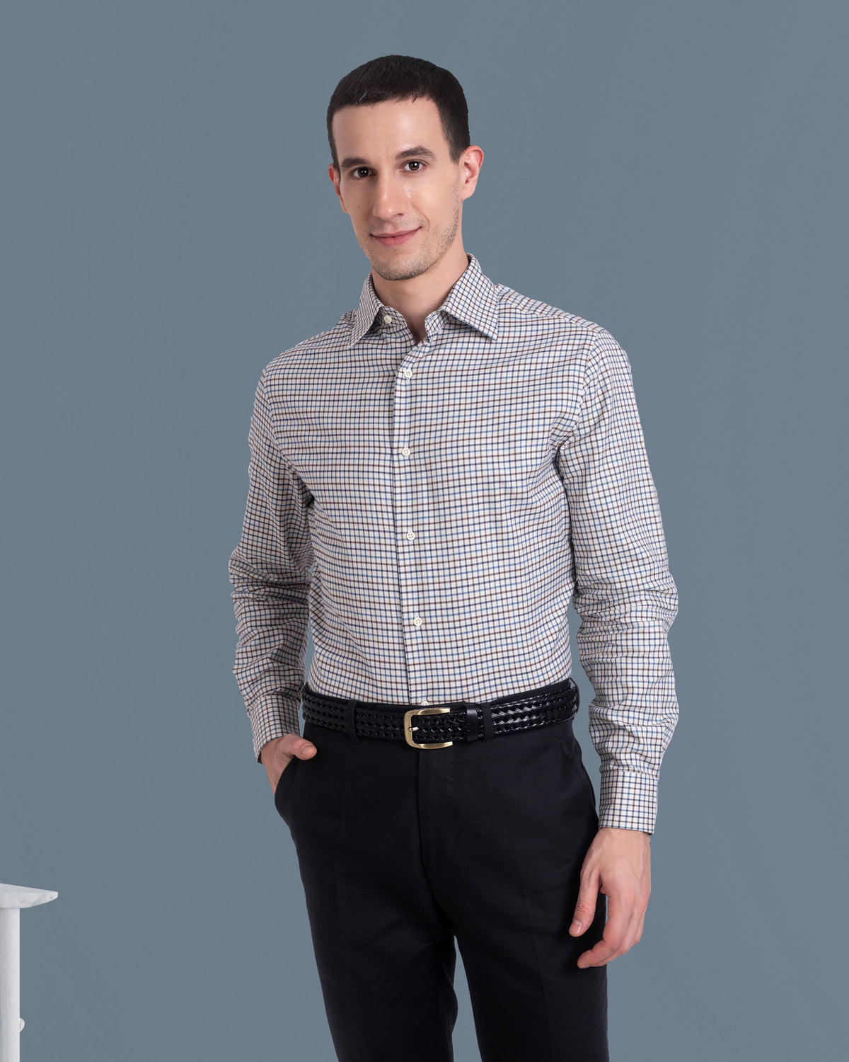 Brown Blue Tattersall Checks Twill Flannel - 2