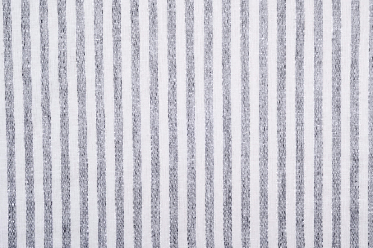 Linen: Grey Tape Stripes On White Shirt - 4