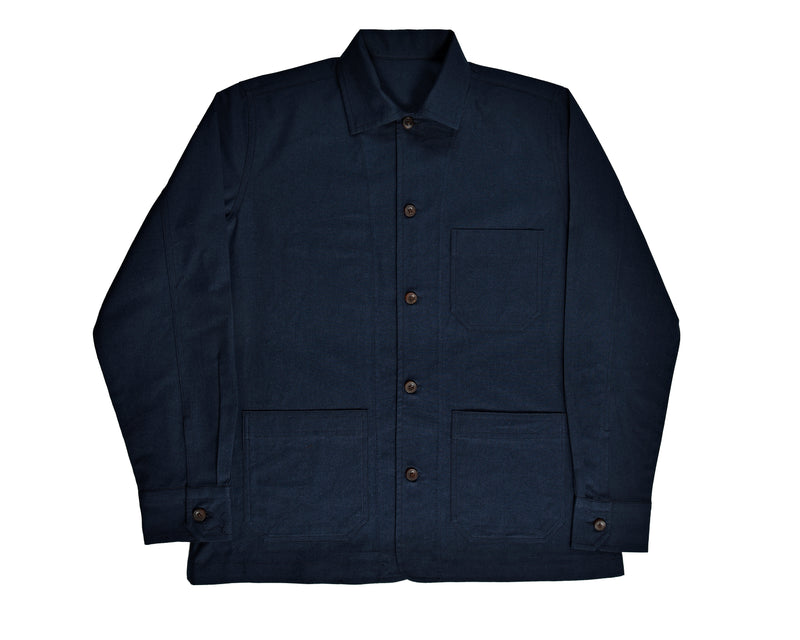 Fresco Cotton Ink Blue Shirt Jacket