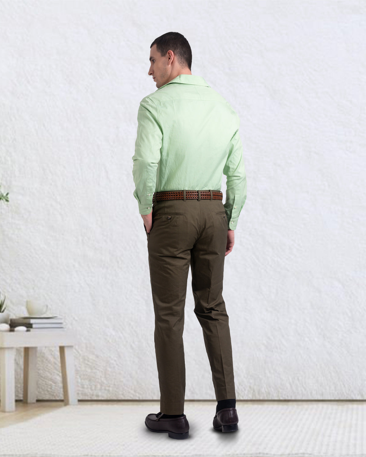Camp Collar Shirt in Pista Green Plain - 6