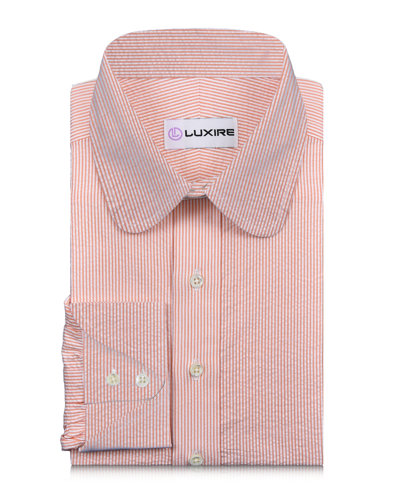 Coral Orange Stripes Seersucker