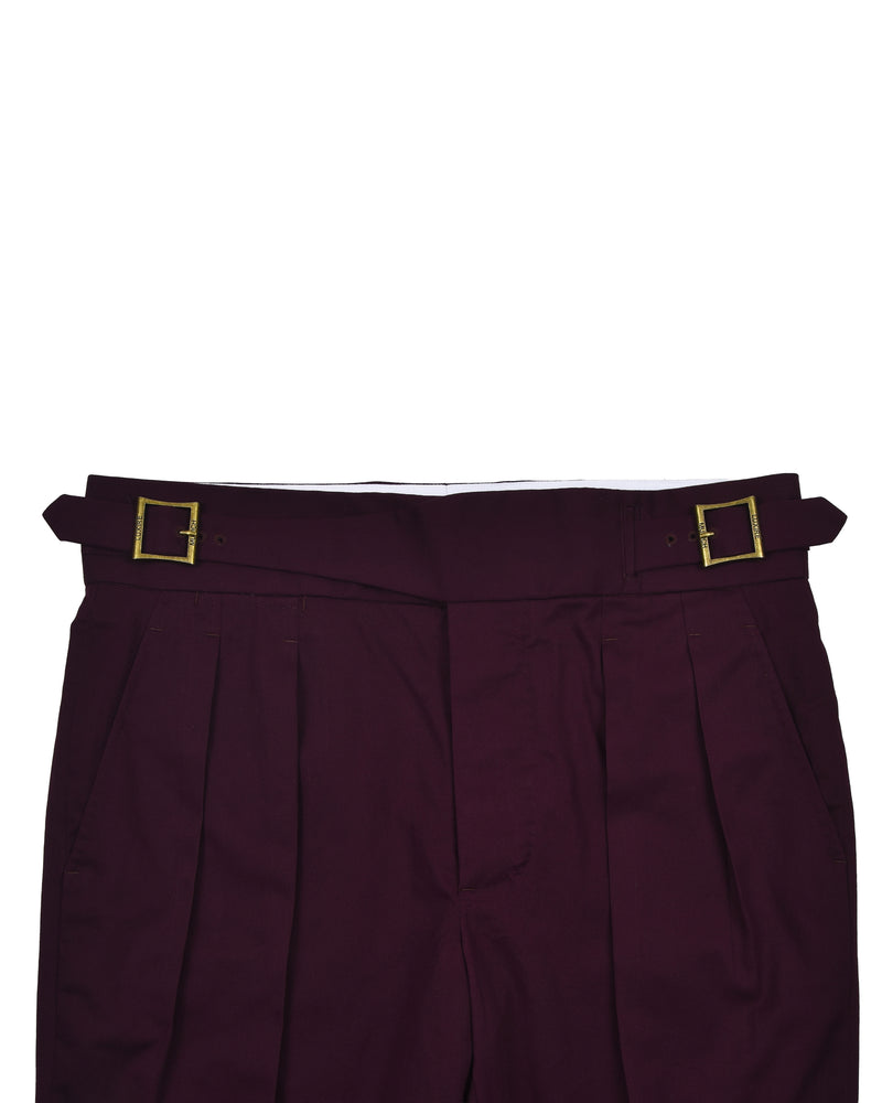 Gurkha Pants in Fresco Matt Wine Twill