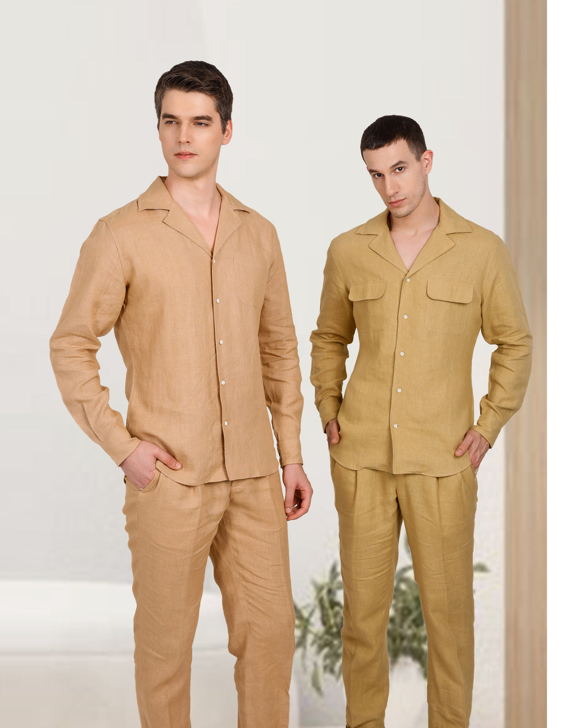 Camp Collar Shirt in Golden Linen - 7