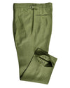 Pleated Fern Green Linen Dress Pant