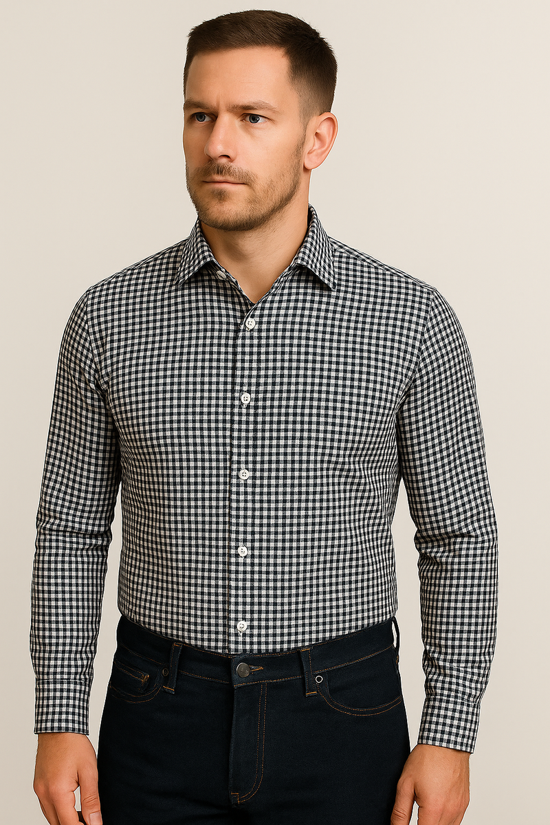Black Ecru Gingham Shirt