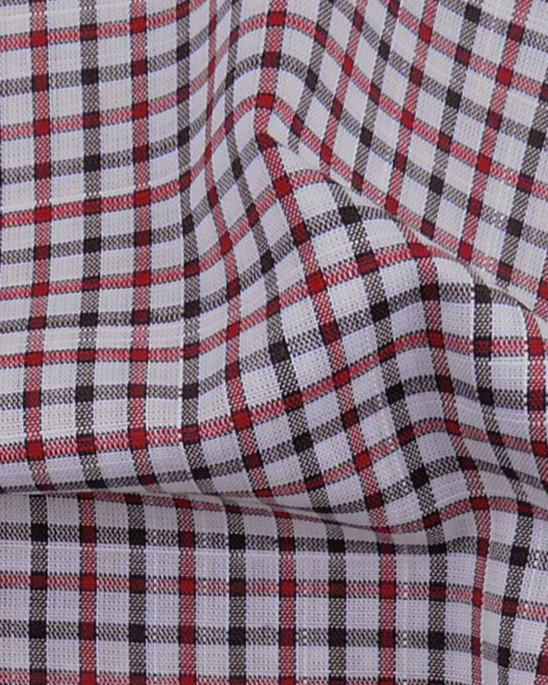 EZS Classic Red Black Mini Gingham Checks On White Shirt