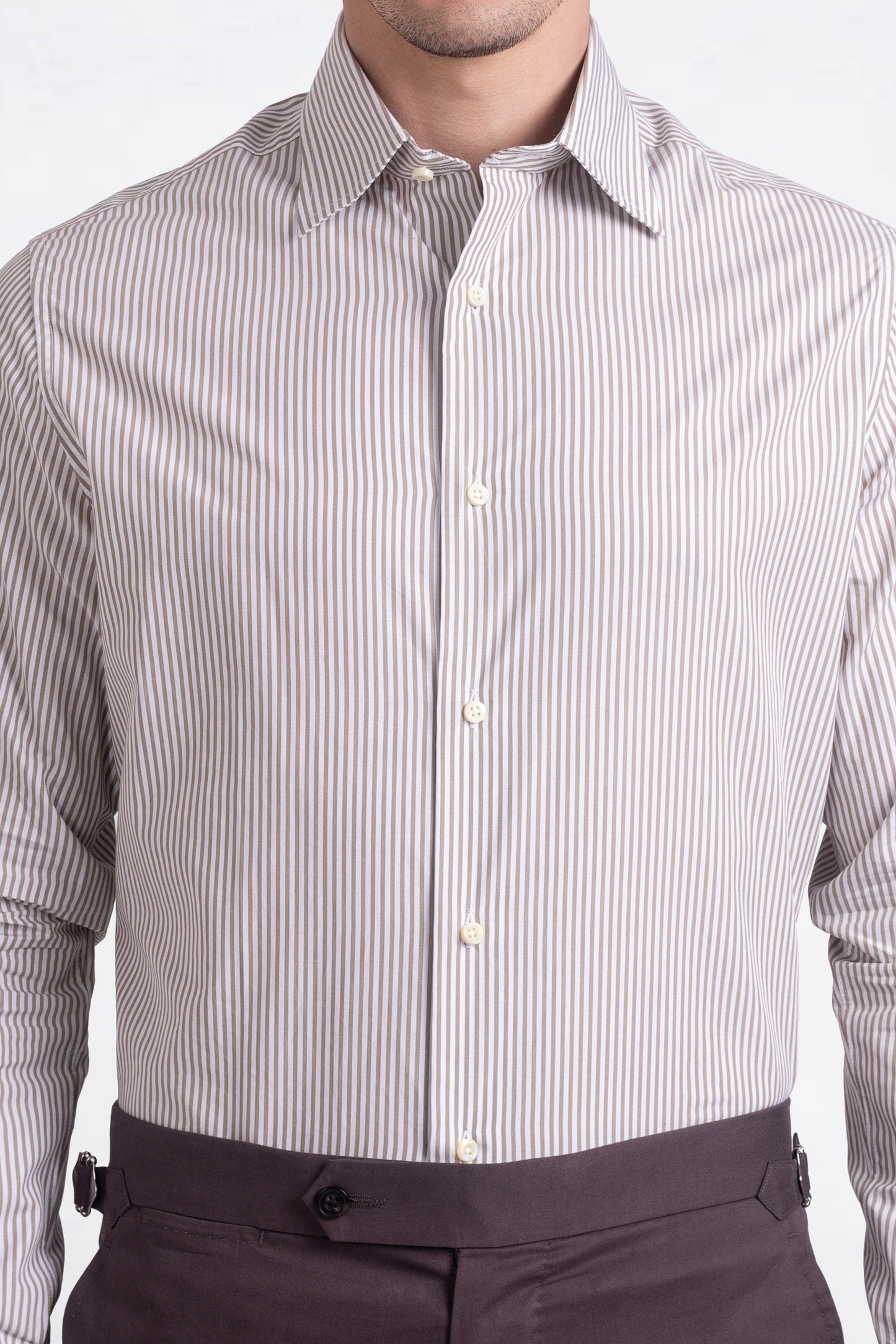 Brown White Candy Stripes Shirt