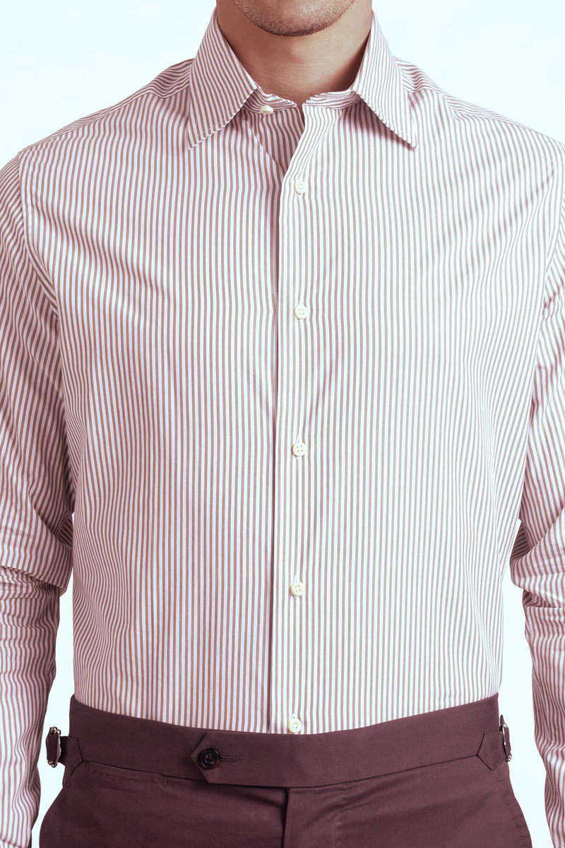 Brown White Candy Stripes Shirt