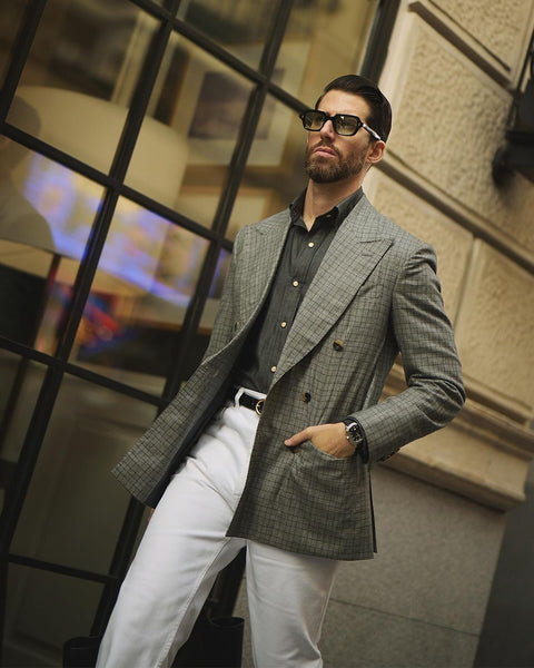 ジャケット・アウター YOKE PLAID JACQUARD DOUBLE BREASTED YOKE / PLAID JACQUARD DOUBLE BREASTED JACKET (CHARCOAL) YK24SS0645J