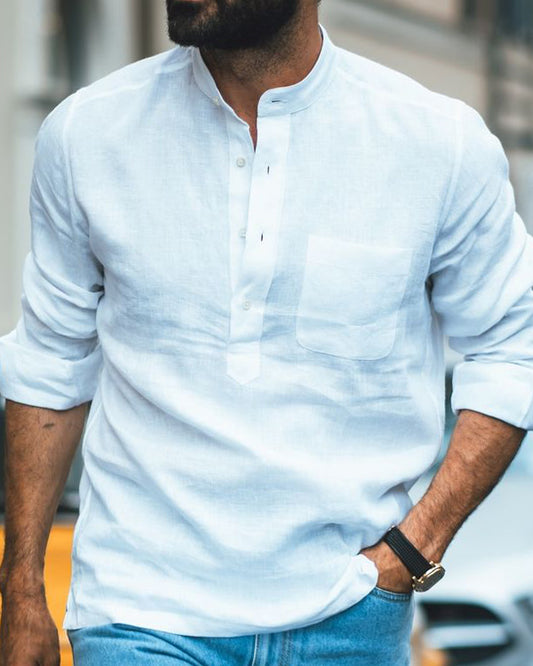 Crisp White Linen Summer Shirt