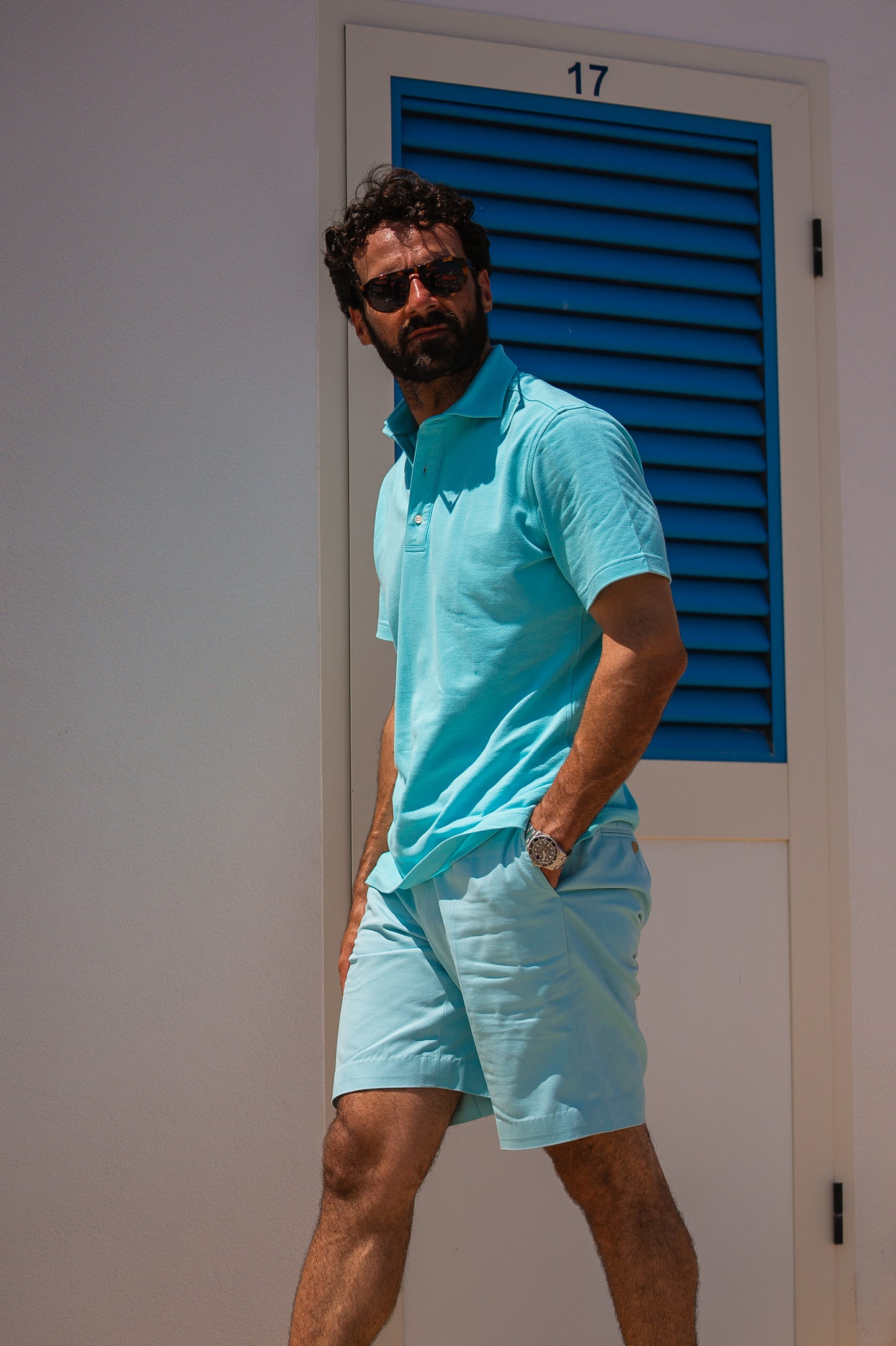 Electric Blue Cotton Twill Shorts