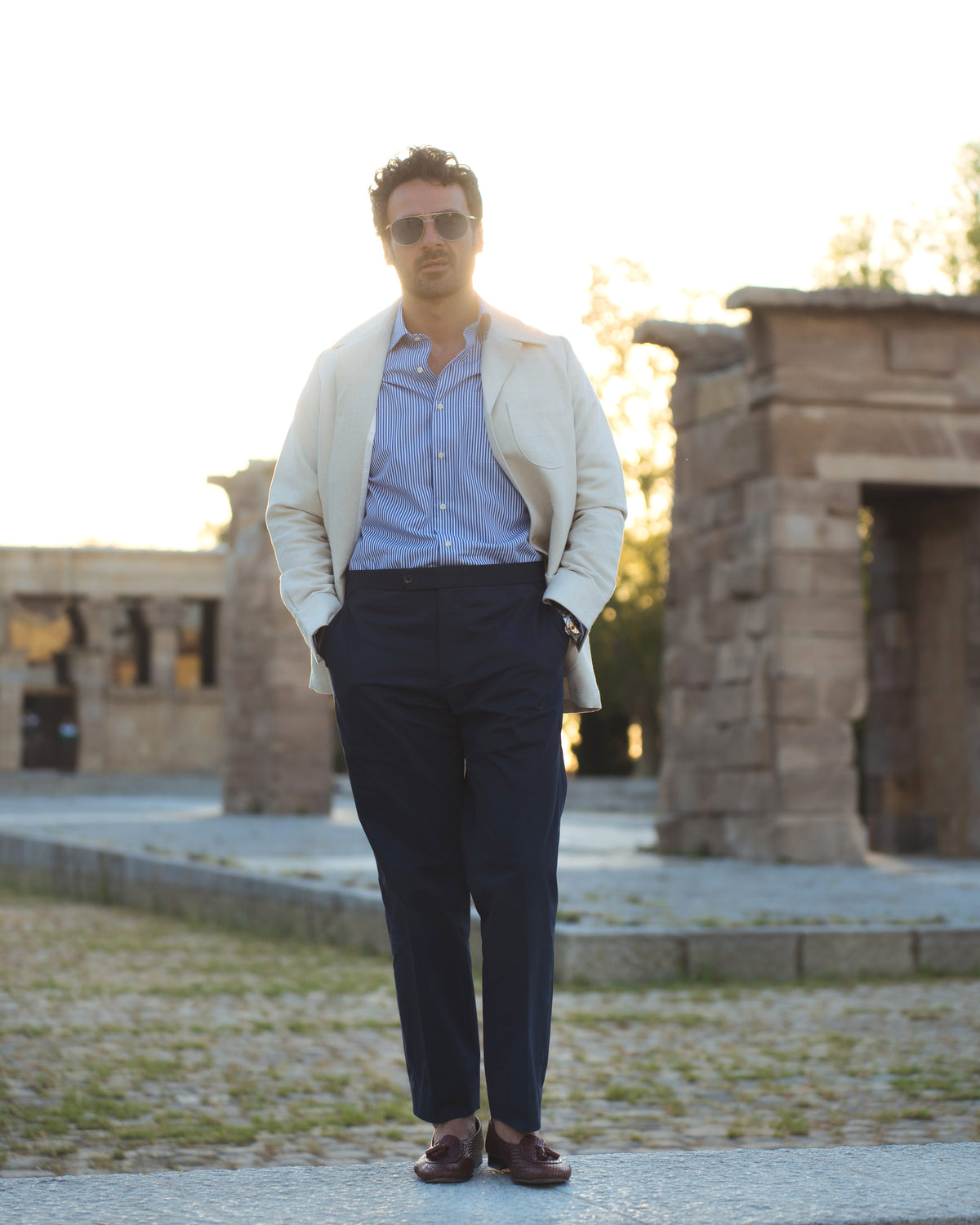 Navy Cotton Twill High Rise Pant - 3