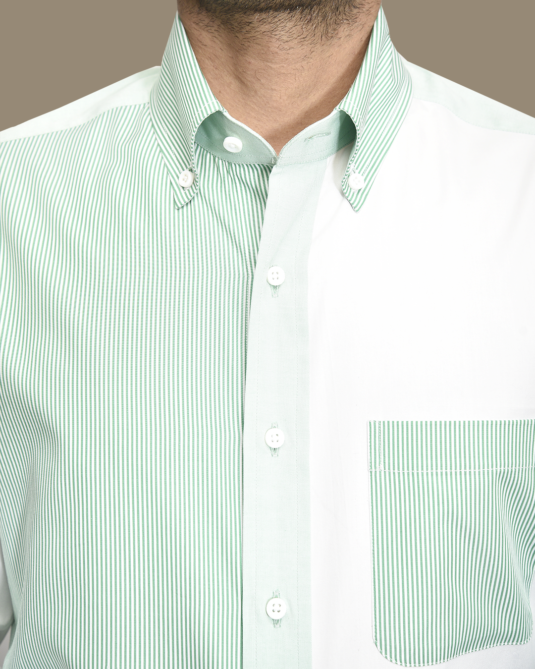Green White Cotton Fun Shirt - 1