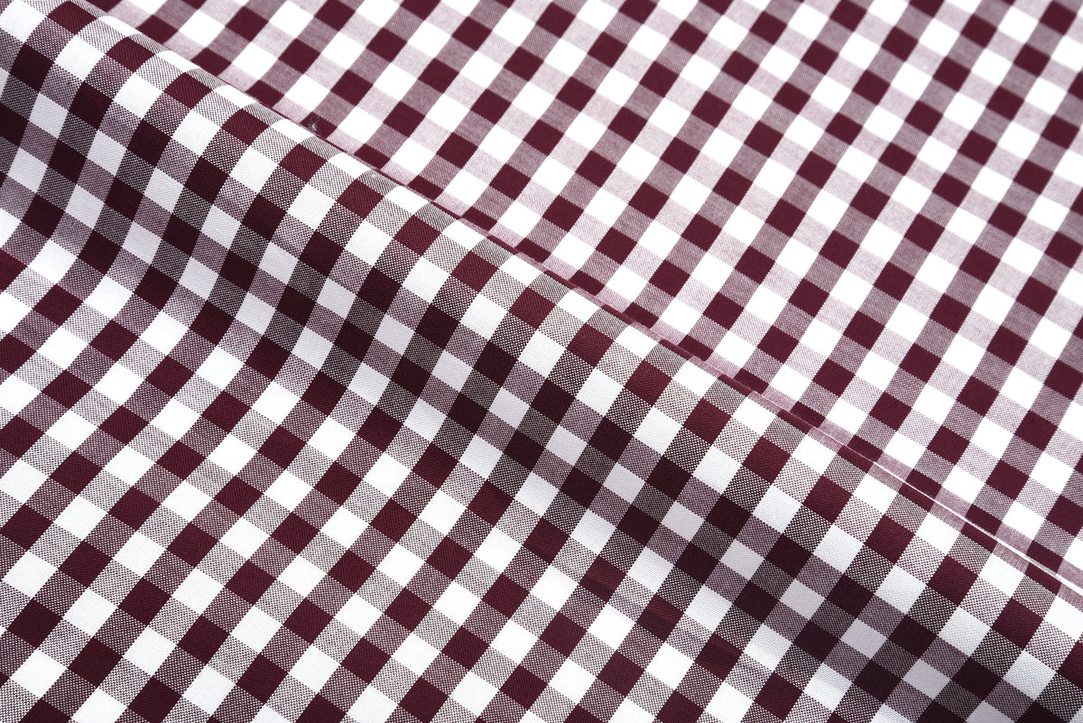 Maroon on White Broad Gingham Checks Shirt - 1